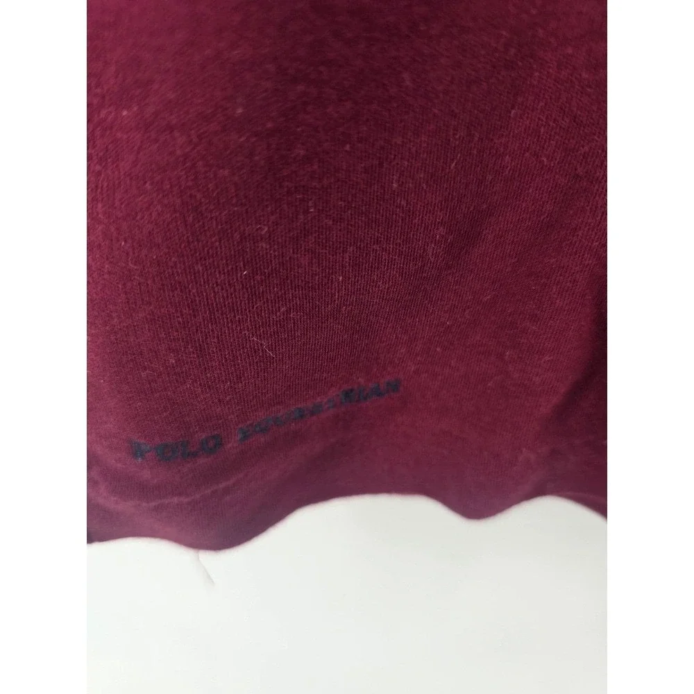 Ralph Lauren Polo Shirt Mens L Burgundy Long Sleeve Flap Pocket Cotton Classic